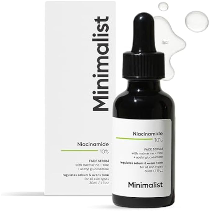 MINIMALIST سيروم الوجه 10% نياسيناميد لعلامات حب الشباب، العيوب وتوازن الزيوت مع الزنك | سيروم مضاد لحب الشباب لتفتيح البشرة للبشرة الدهنية والمعرضة لحب الشباب (30 مل (عبوة من 1)) - Image 1